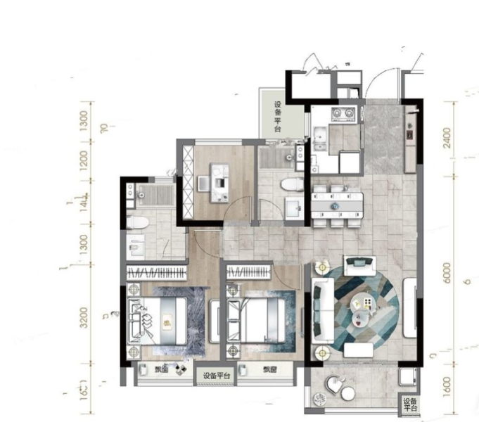 3室2厅2卫 住宅 售罄户型图