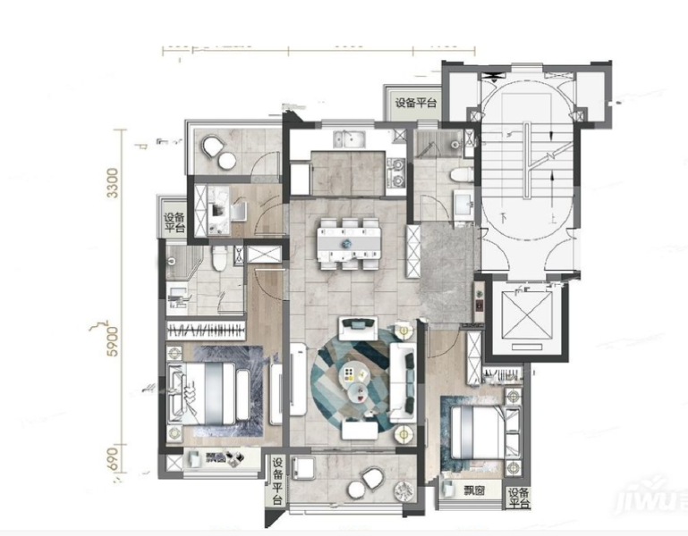 3室2厅2卫 住宅 售罄户型图
