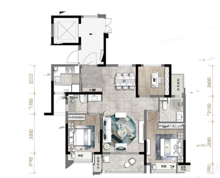3室2厅2卫 住宅 售罄户型图