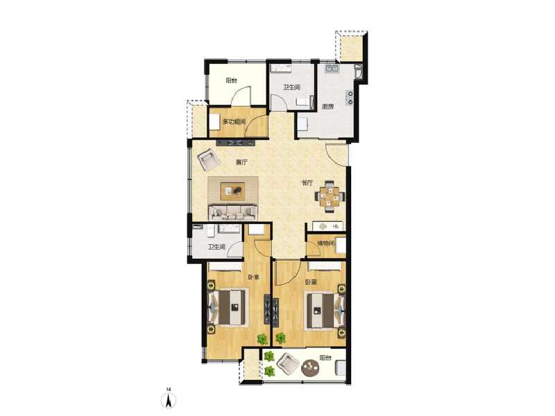 3室2厅2卫 住宅 在售户型图