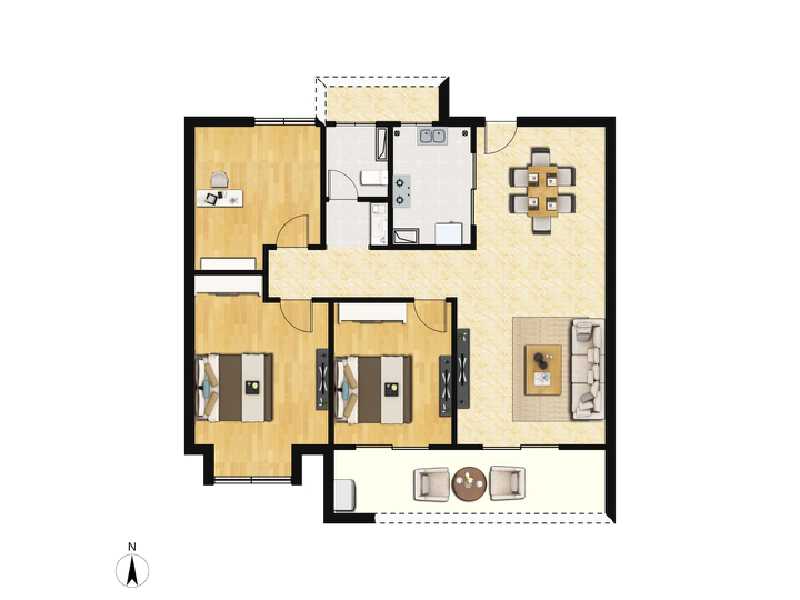 3室2厅1卫 住宅 在售户型图