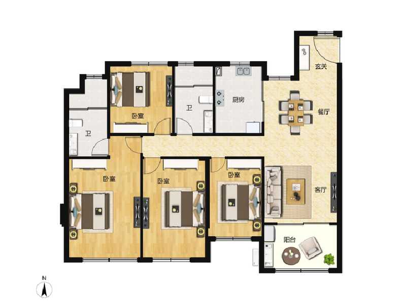 4室2厅2卫 住宅 在售户型图