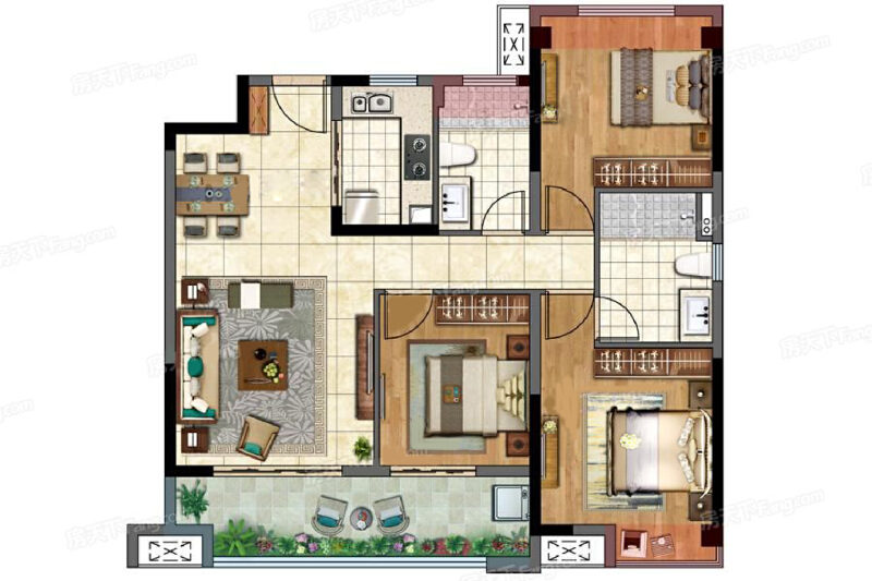 3室2厅1卫 住宅 在售户型图