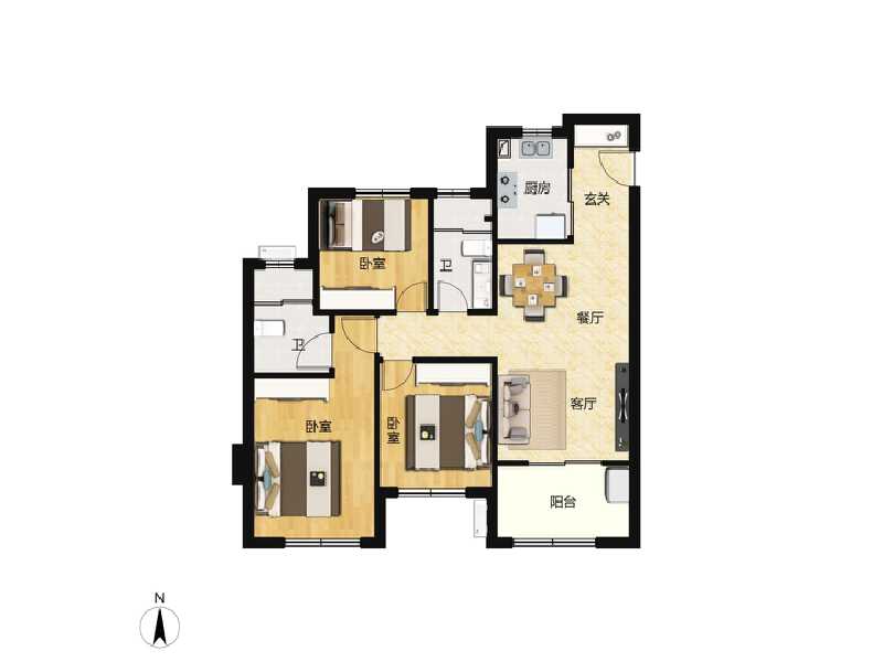 3室2厅2卫 住宅 在售户型图
