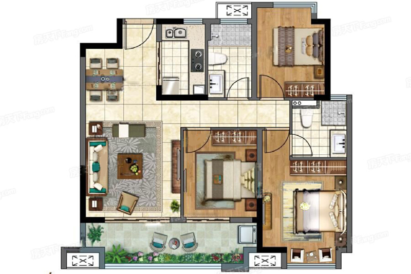 3室2厅2卫 住宅 在售户型图