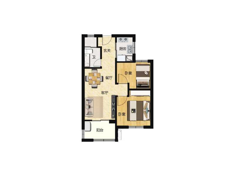 2室2厅1卫 住宅 在售户型图