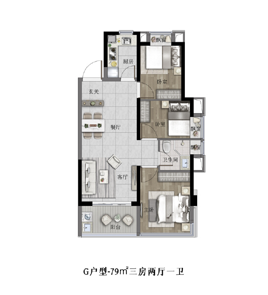 3室2厅1卫 住宅 在售户型图
