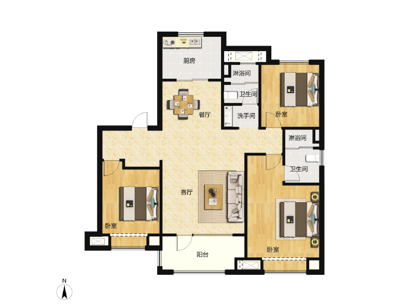 3室2厅2卫 住宅 售罄户型图