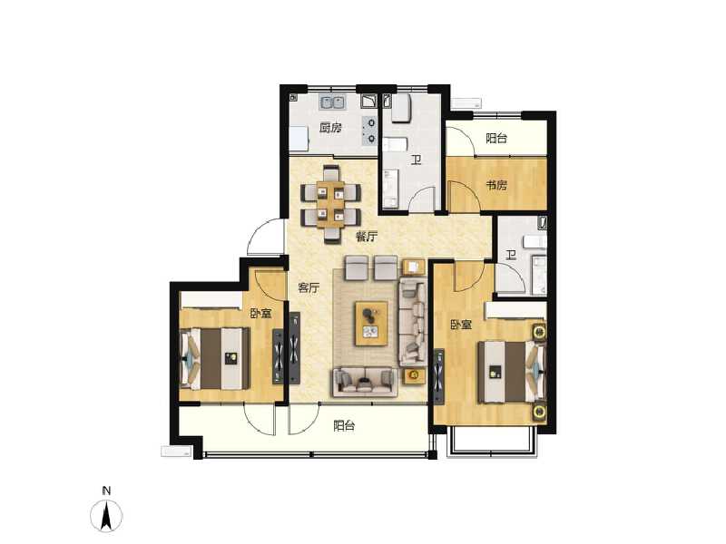 3室2厅2卫 住宅 在售户型图