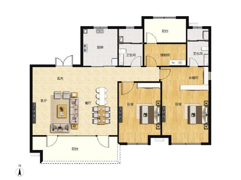 3室2厅2卫 住宅 在售户型图