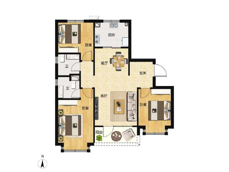 3室2厅2卫 住宅 在售户型图
