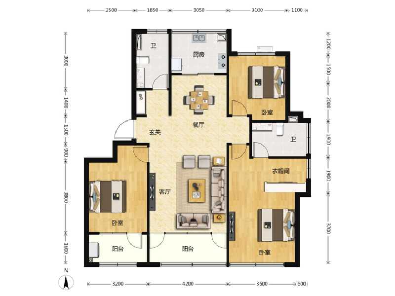 3室2厅2卫 住宅 售罄户型图