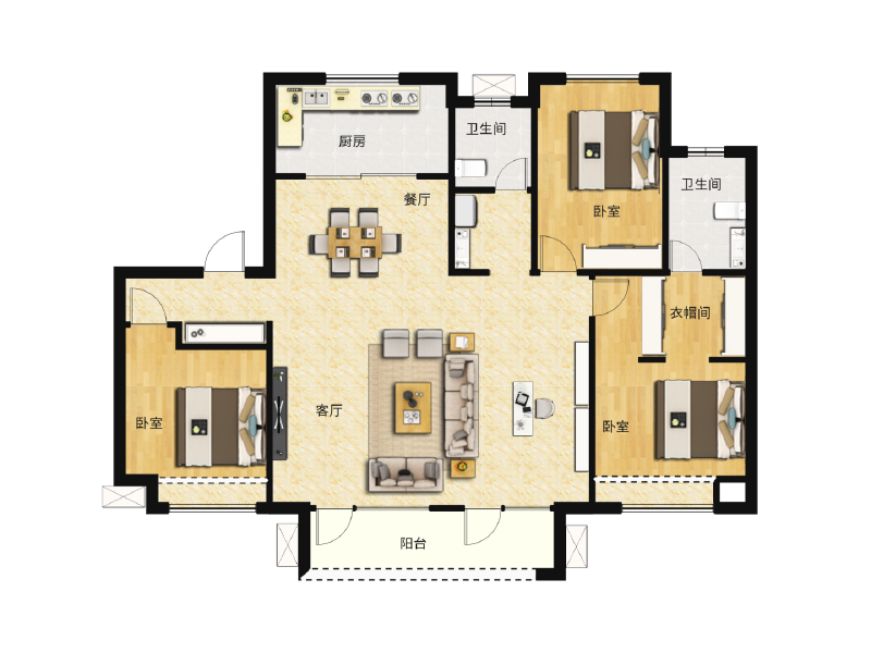 3室2厅2卫 住宅 售罄户型图