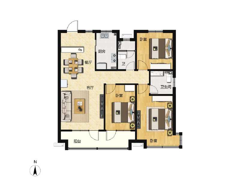 3室2厅2卫 住宅 售罄户型图