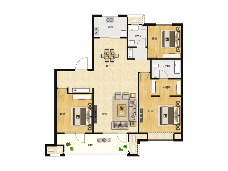 3室2厅2卫 住宅 售罄户型图