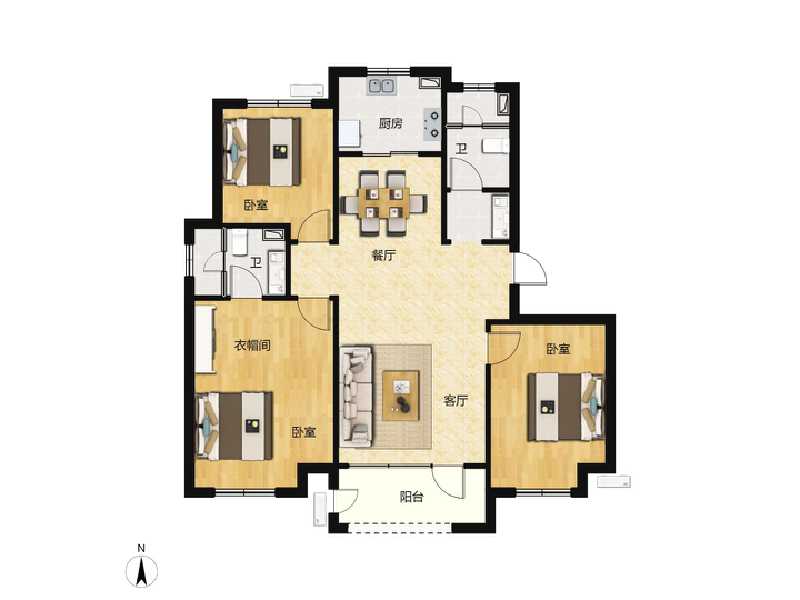 3室2厅2卫 住宅 售罄户型图