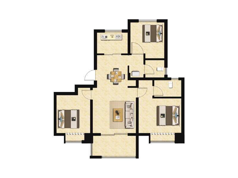 3室2厅2卫 住宅 售罄户型图