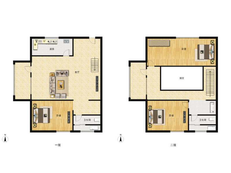 2室1厅2卫 商业类 售罄户型图