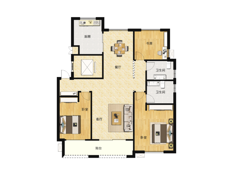 3室2厅2卫 住宅 售罄户型图