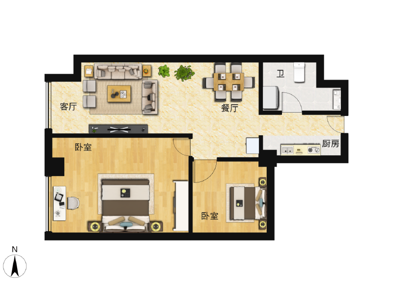 2室2厅1卫 商业类 售罄户型图