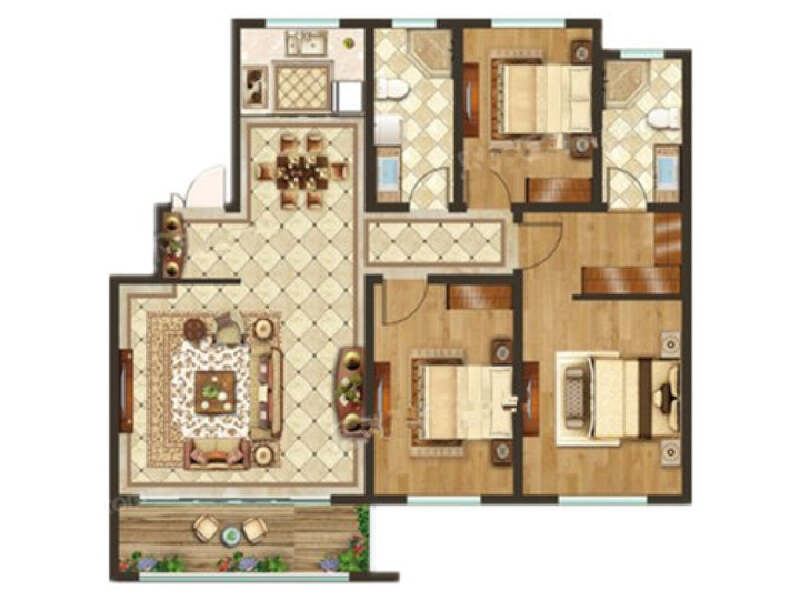 3室2厅2卫 住宅 售罄户型图