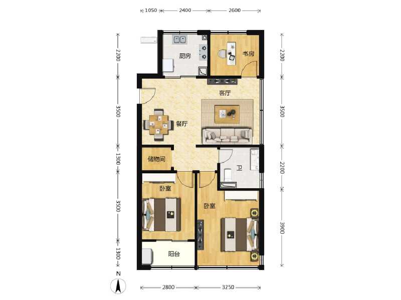 3室2厅1卫 住宅 售罄户型图