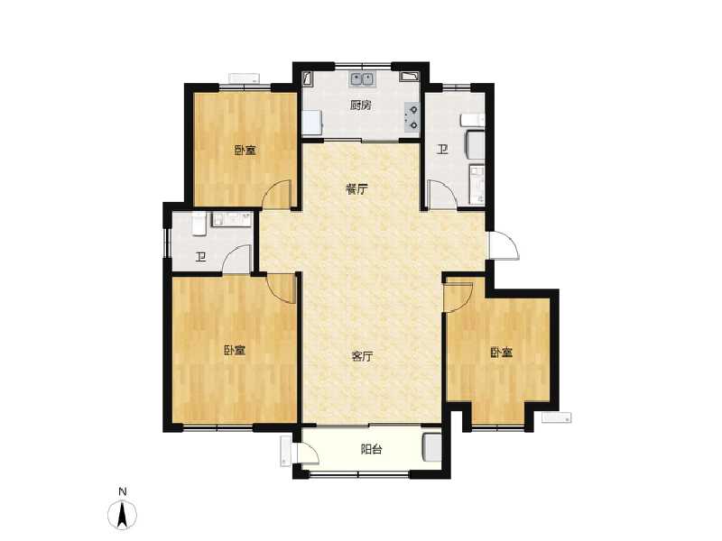 3室2厅2卫 住宅 售罄户型图
