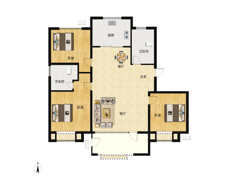 3室2厅2卫 住宅 售罄户型图