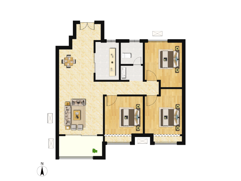 3室2厅1卫 住宅 在售户型图