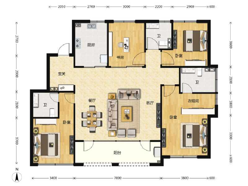 4室2厅3卫 住宅 售罄户型图