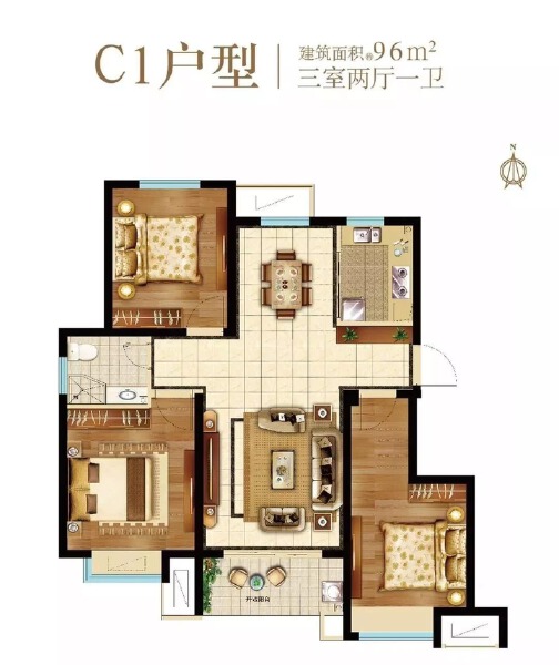 3室2厅1卫 住宅 售罄户型图