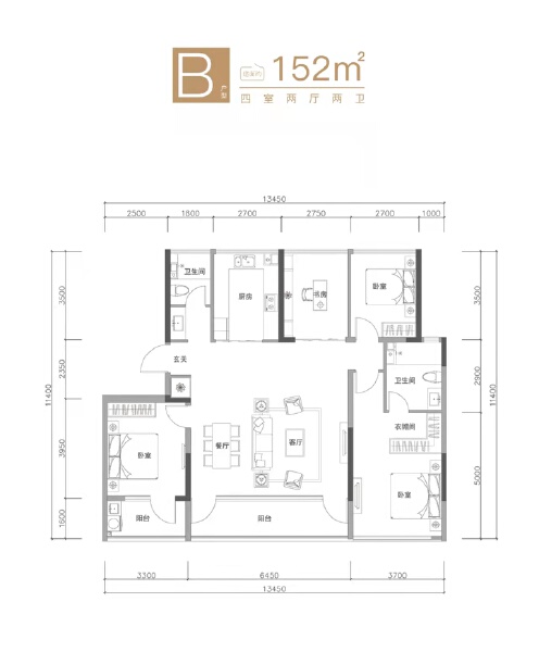 4室2厅2卫 住宅 售罄户型图