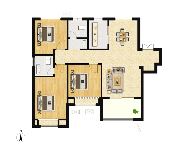 3室2厅2卫 住宅 在售户型图