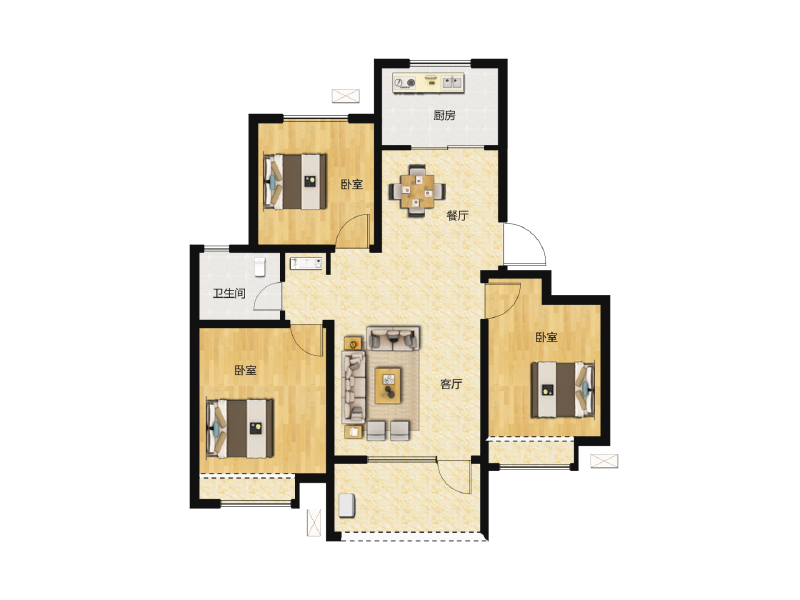 3室2厅1卫 住宅 售罄户型图