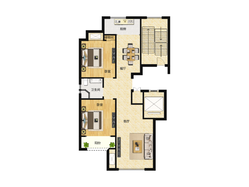 2室2厅1卫 住宅 售罄户型图