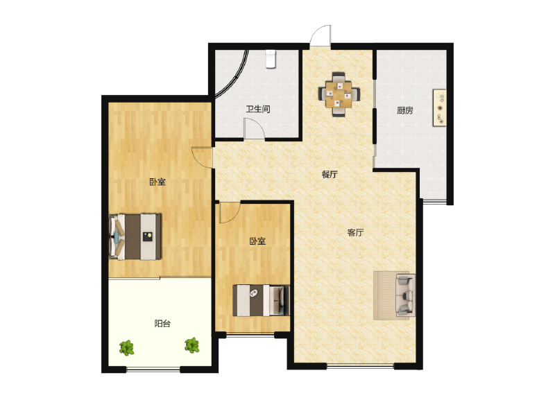 2室2厅1卫 住宅 售罄户型图