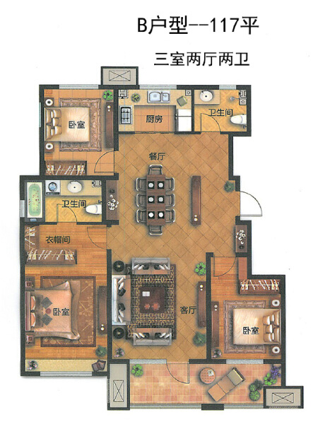 3室2厅2卫 住宅 售罄户型图