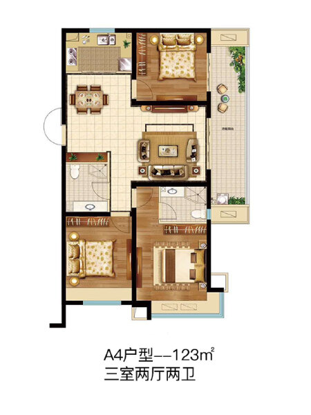 3室2厅2卫 住宅 在售户型图