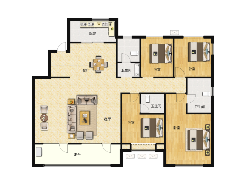 4室2厅3卫 住宅 售罄户型图
