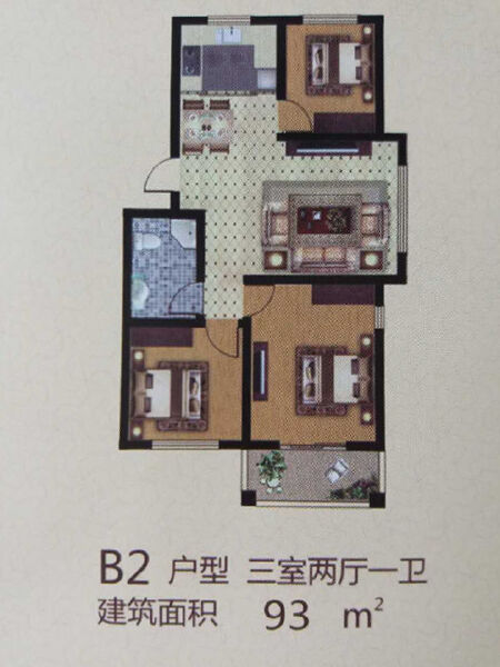 3室2厅1卫 住宅 售罄户型图