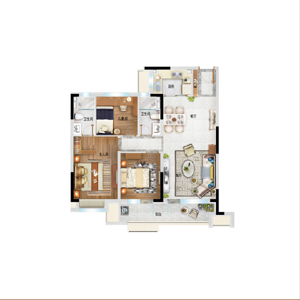 3室2厅2卫 住宅 在售户型图