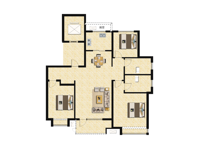 3室2厅2卫 住宅 售罄户型图