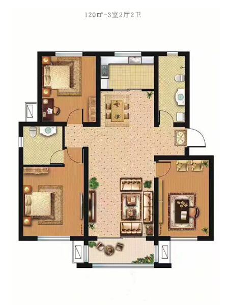 3室2厅2卫 住宅 售罄户型图