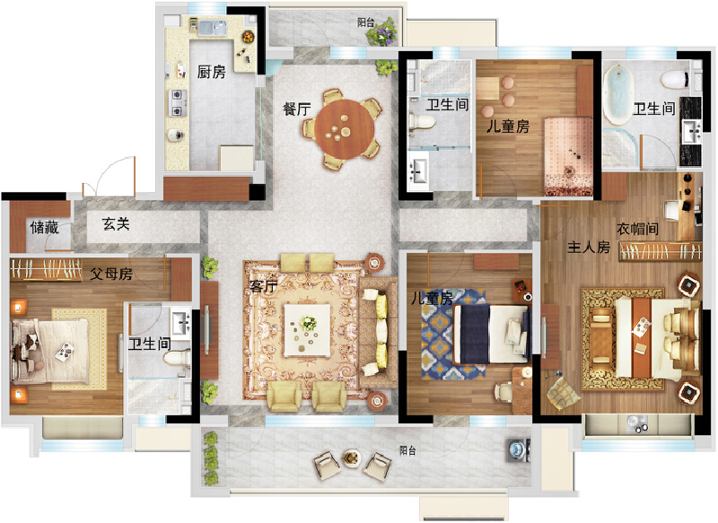 4室2厅3卫 住宅 在售户型图