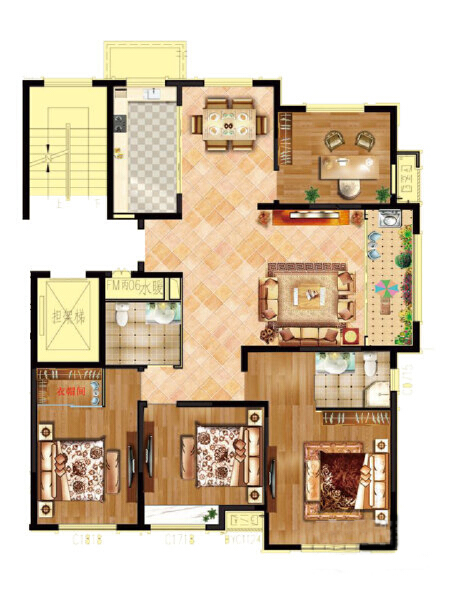 3室2厅1卫 住宅 售罄户型图