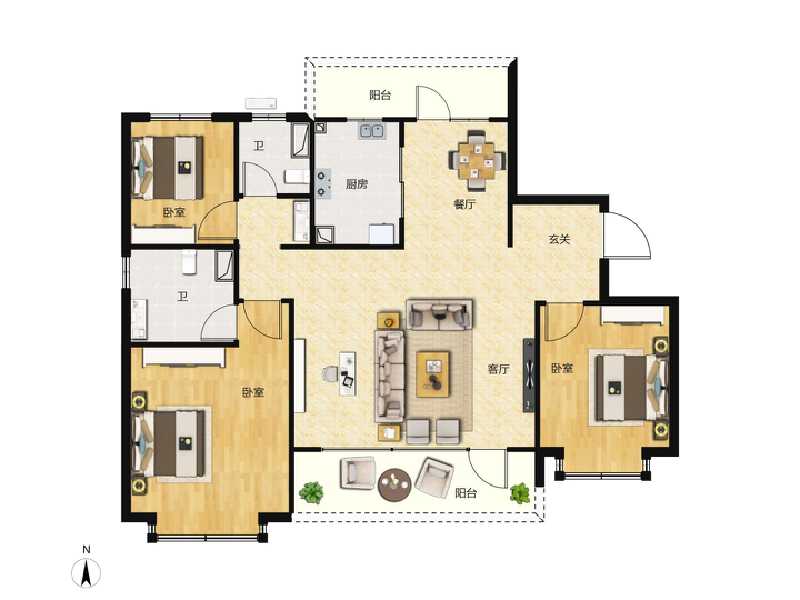 3室2厅2卫 住宅 在售户型图