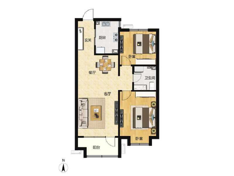 2室2厅1卫 住宅 售罄户型图