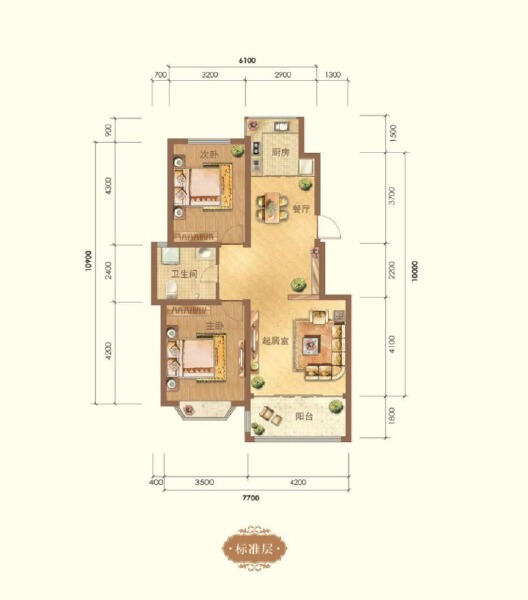 2室2厅1卫 住宅 售罄户型图