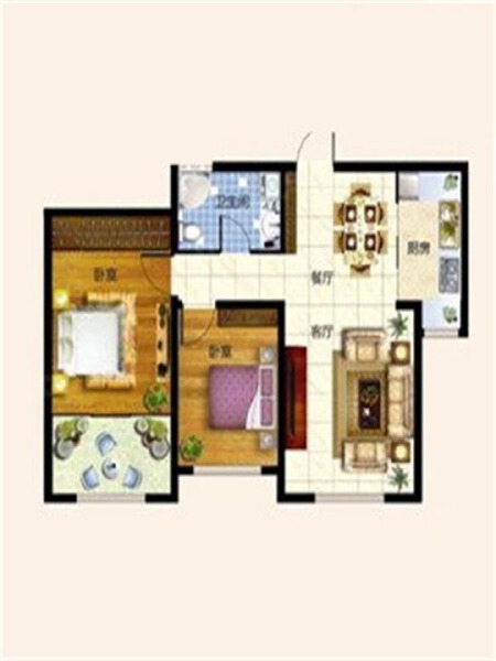 2室2厅1卫 住宅 售罄户型图