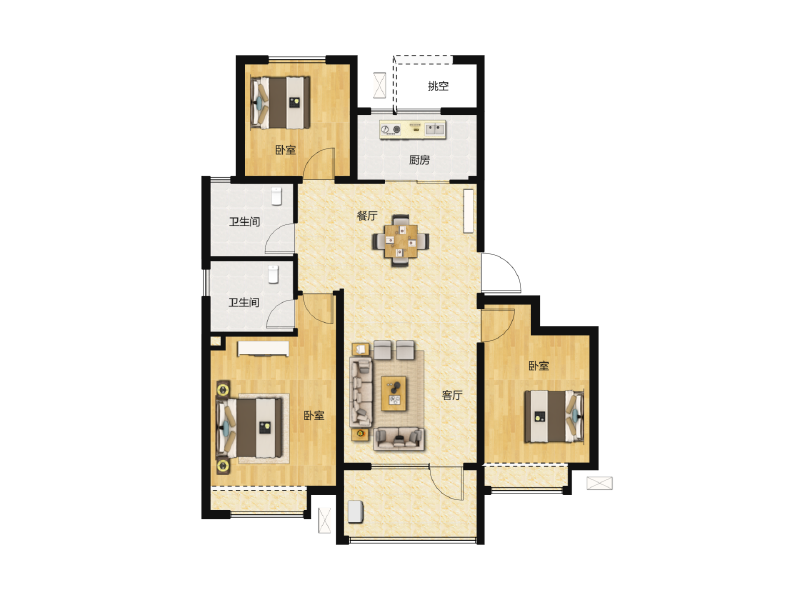 3室2厅2卫 住宅 在售户型图